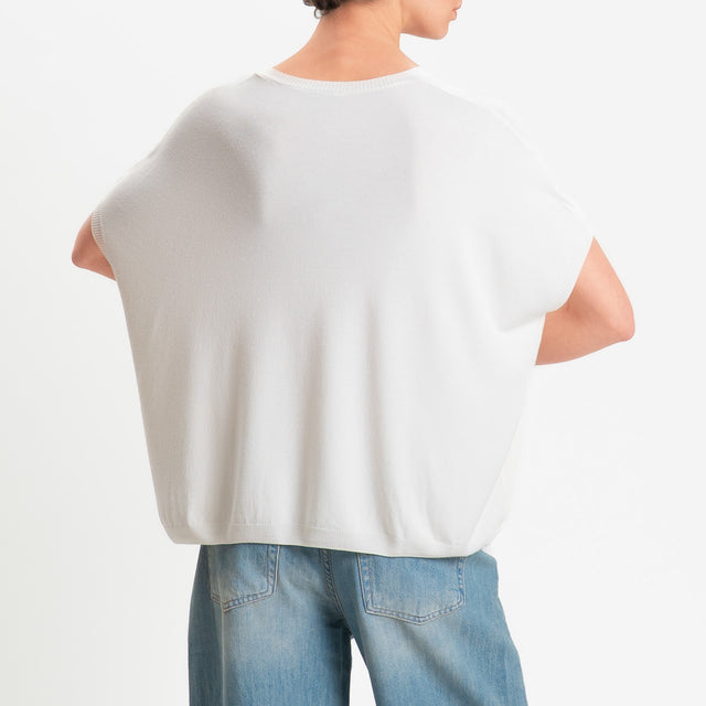 Zeroassoluto-Maglia scatola oversize scollo v - burro