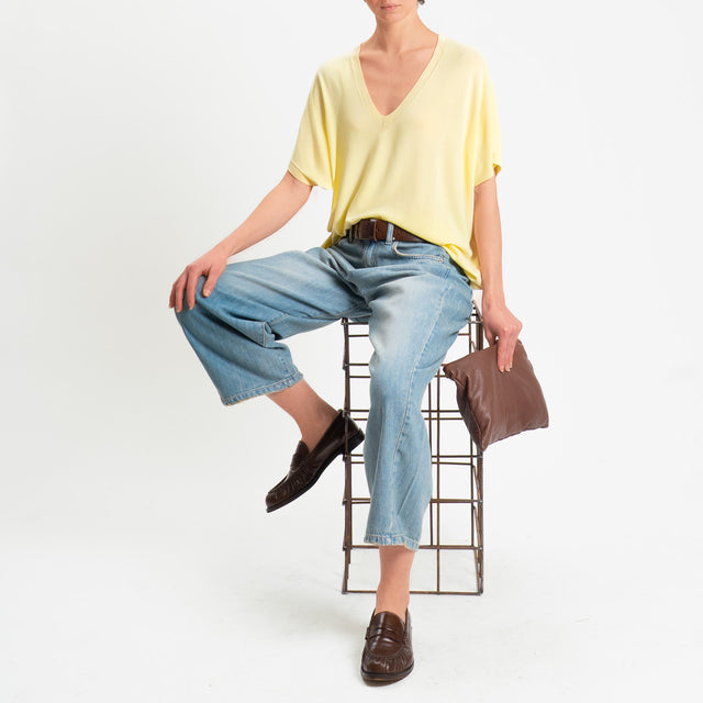 Zeroassoluto-Maglia scatola oversize scollo v - yellow