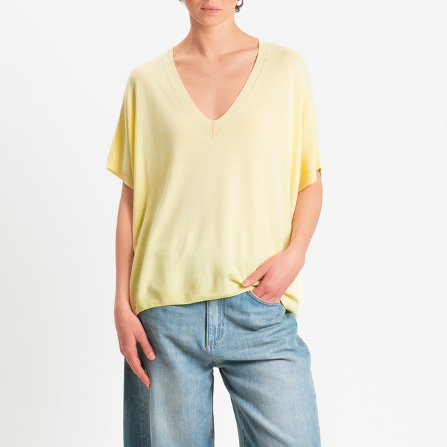 Zeroassoluto-Maglia scatola oversize scollo v - yellow