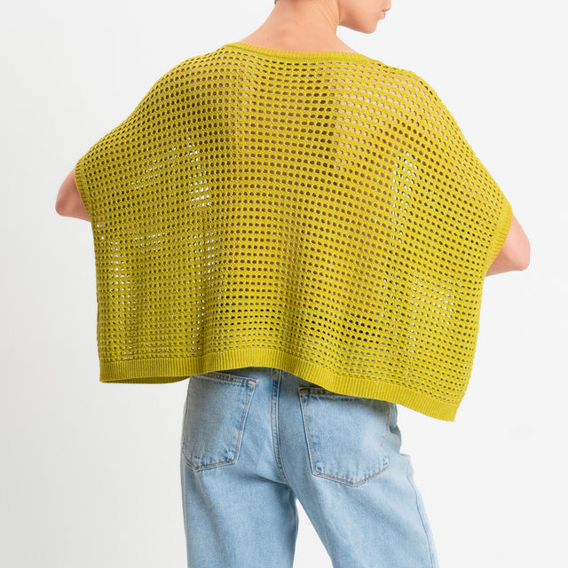 Zeroassoluto-Maglia traforata in lurex - lime