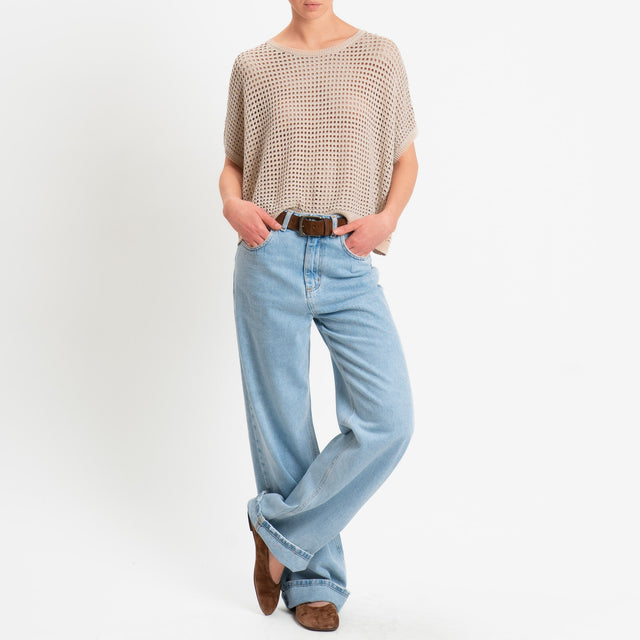 Zeroassoluto-Maglia traforata in lurex - sand