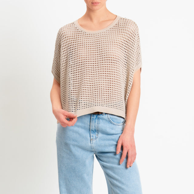 Zeroassoluto-Maglia traforata in lurex - sand