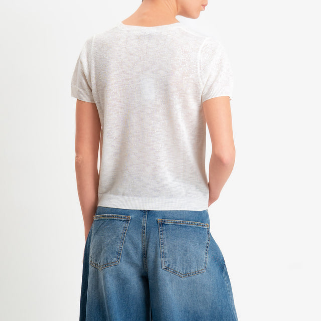 Zeroassoluto-Maglia girocollo micropaillettes - burro