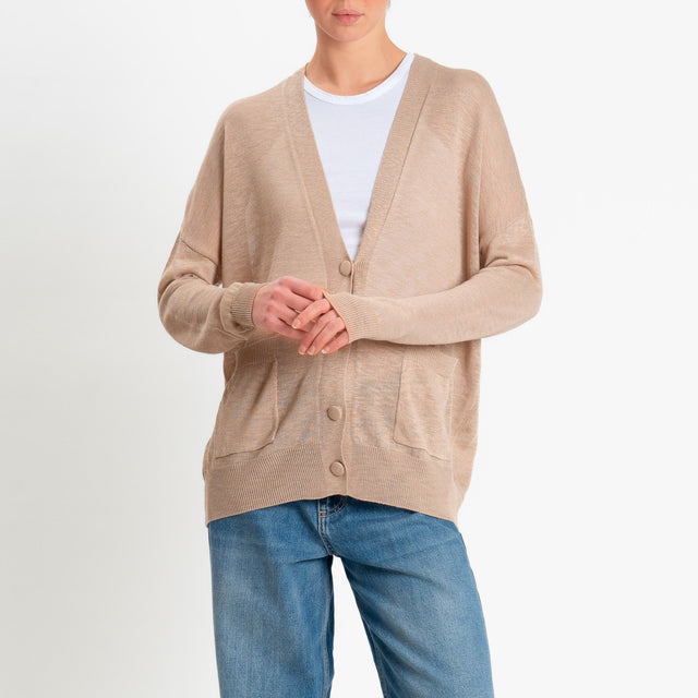 Zeroassoluto-Cardigan oversize garza di viscosa - beige