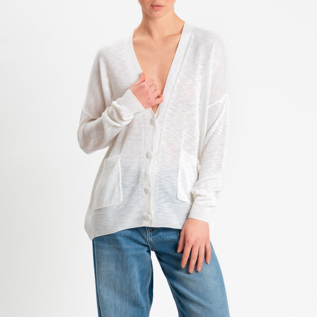 Zeroassoluto-Cardigan oversize garza di viscosa - burro