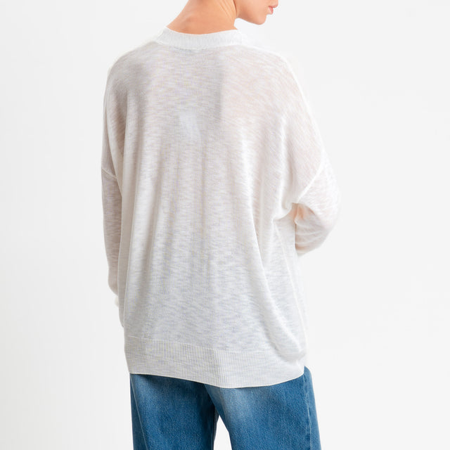 Zeroassoluto-Cardigan oversize garza di viscosa - burro