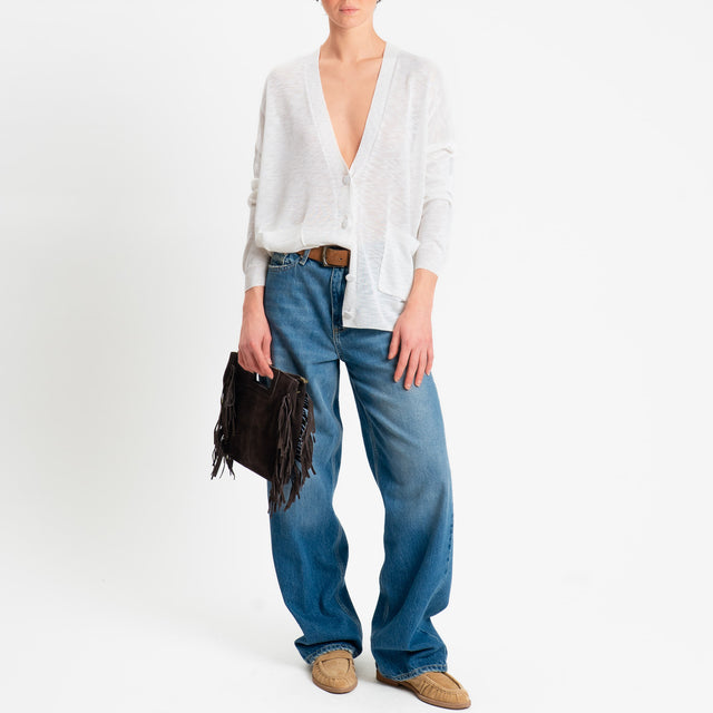 Zeroassoluto-Cardigan oversize garza di viscosa - burro