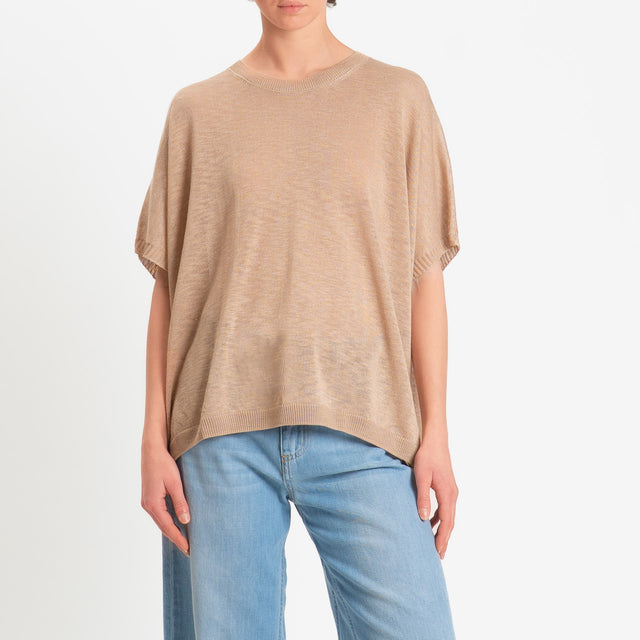 Zeroassoluto-Maglia oversize garzata viscosa - beige