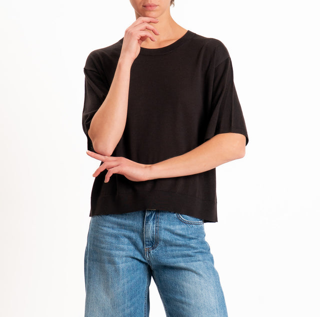 Zeroassoluto-Maglia 100% LANA MERINO mezza manica - cioccolato