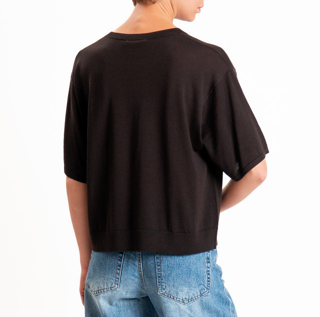 Zeroassoluto-Maglia 100% LANA MERINO mezza manica - cioccolato