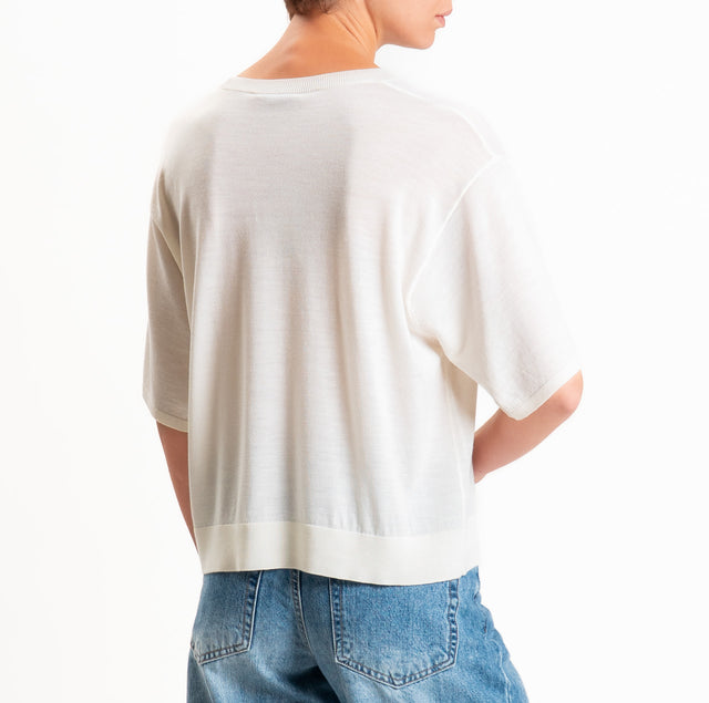 Zeroassoluto-Maglia 100% LANA MERINO mezza manica - panna