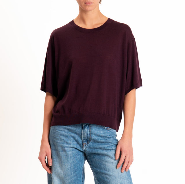 Zeroassoluto-Maglia 100% LANA MERINO mezza manica - vino