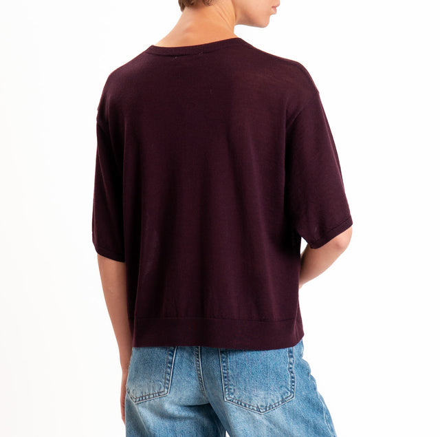 Zeroassoluto-Maglia 100% LANA MERINO mezza manica - vino