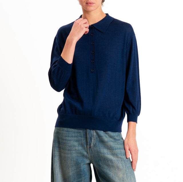 Zeroassoluto-Maglia a polo 100% LANA MERINO - blu
