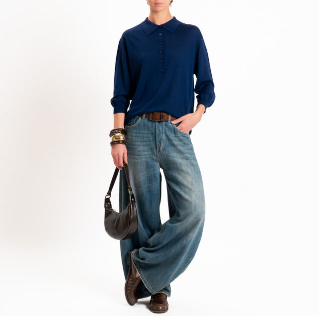 Zeroassoluto-Maglia a polo 100% LANA MERINO - blu