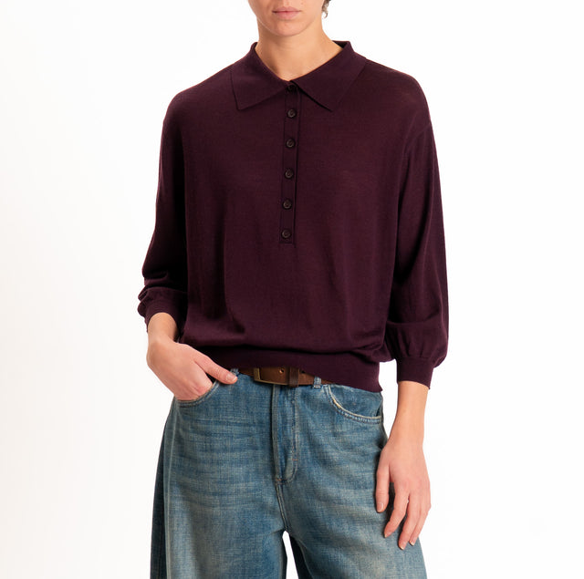 Zeroassoluto-Maglia a polo 100% LANA MERINO - vino