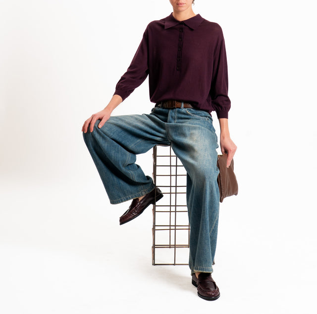 Zeroassoluto-Maglia a polo 100% LANA MERINO - vino