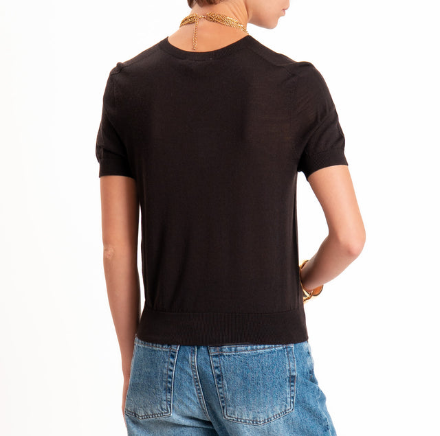 Zeroassoluto-Maglia 100% LANA MERINO mezza manica - cioccolato