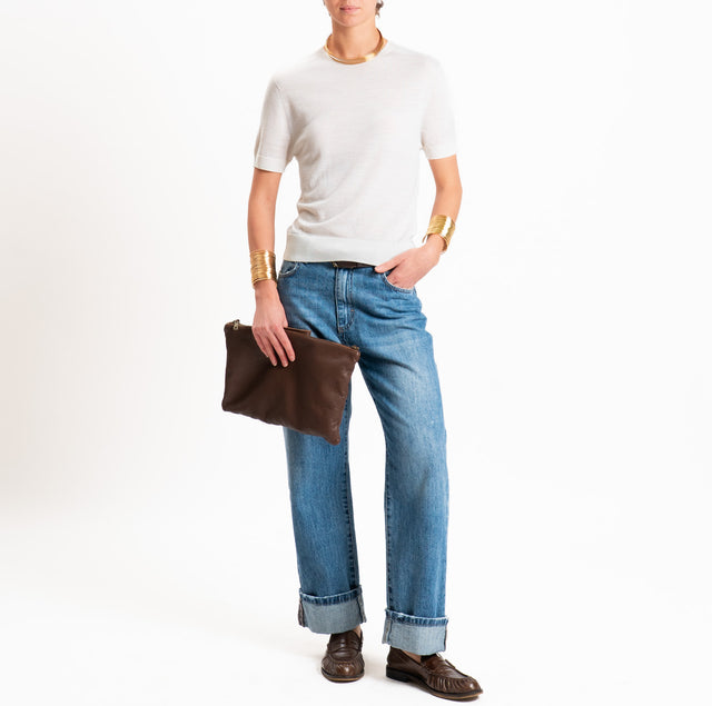 Zeroassoluto-Maglia 100% LANA MERINO mezza manica - panna