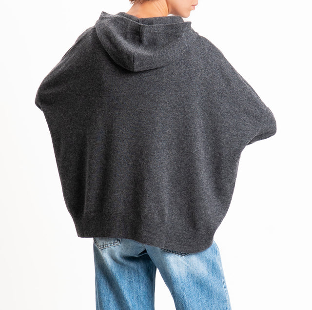 Zeroassoluto-Maglia 100% LANA SOFT con cappuccio - antracite