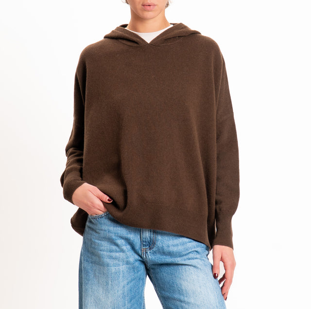 Zeroassoluto-Maglia 100% LANA SOFT con cappuccio - moro