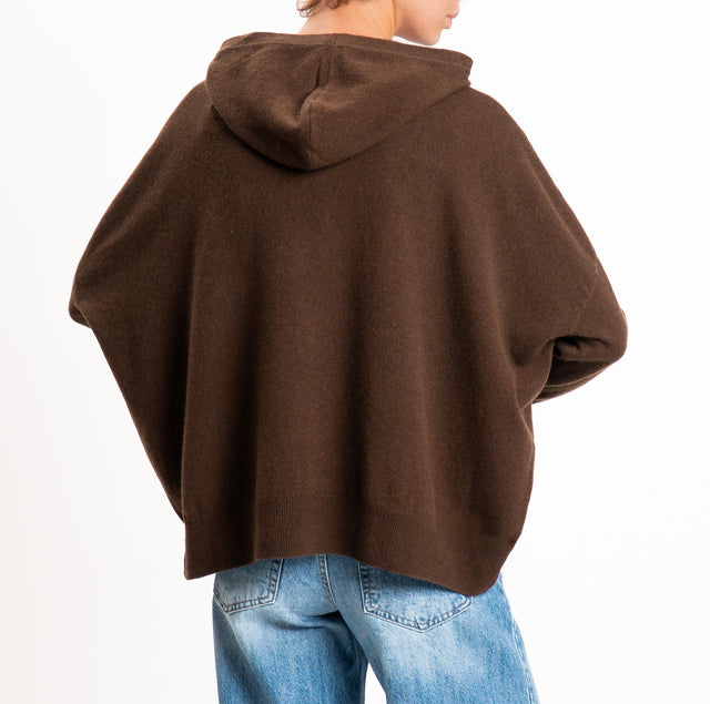 Zeroassoluto-Maglia 100% LANA SOFT con cappuccio - moro