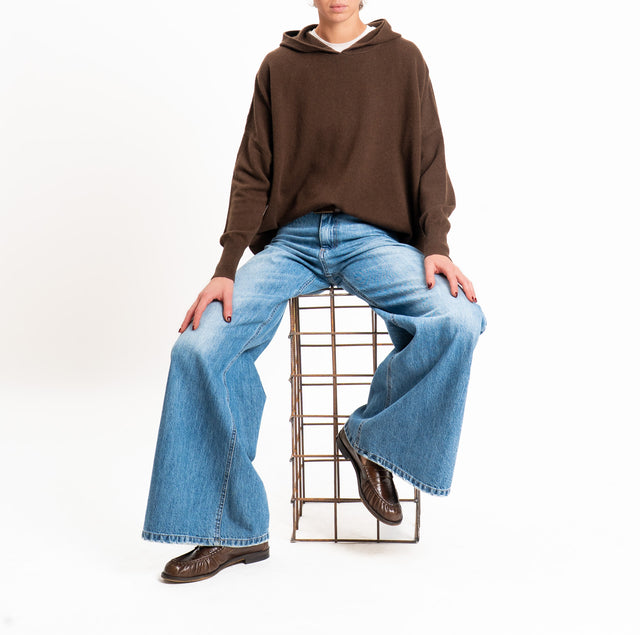 Zeroassoluto-Maglia 100% LANA SOFT con cappuccio - moro