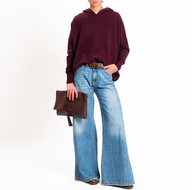 Zeroassoluto-Maglia 100% LANA SOFT con cappuccio - vino