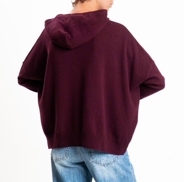 Zeroassoluto-Maglia 100% LANA SOFT con cappuccio - vino