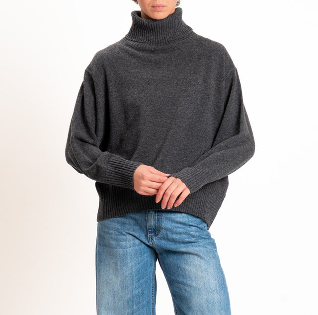 Zeroassoluto-Maglia collo alto 100% LANA SOFT - antracite