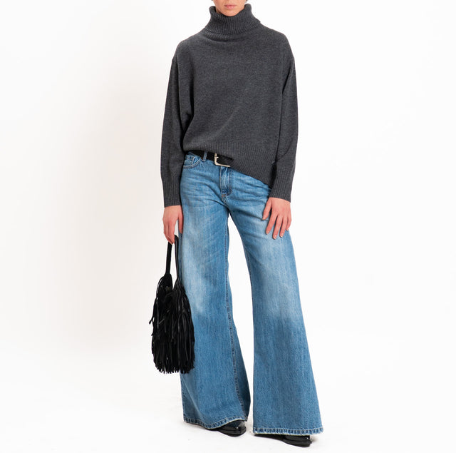 Zeroassoluto-Maglia collo alto 100% LANA SOFT - antracite