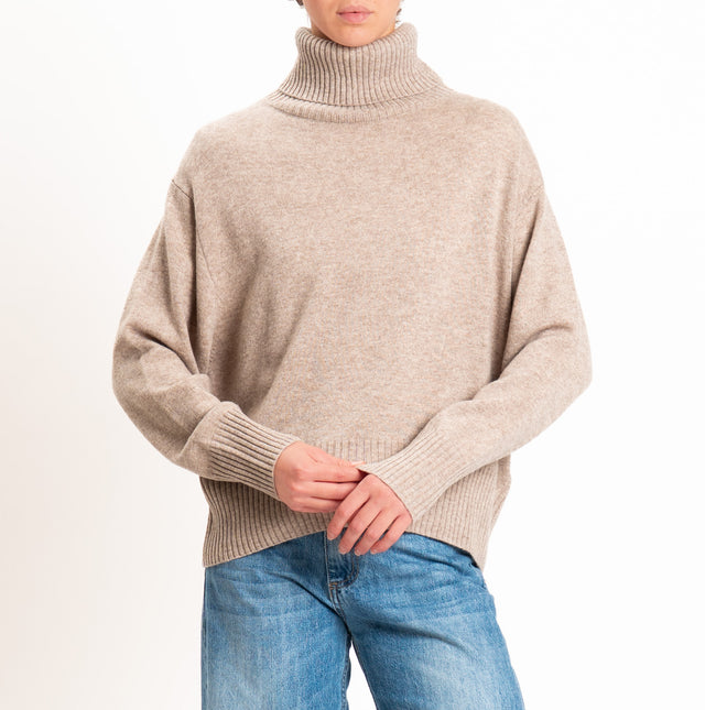 Zeroassoluto-Maglia collo alto 100% LANA SOFT - beige melange