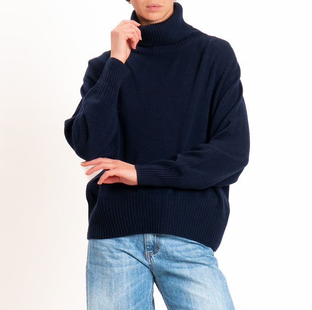 Zeroassoluto-Maglia collo alto 100% LANA SOFT - blu