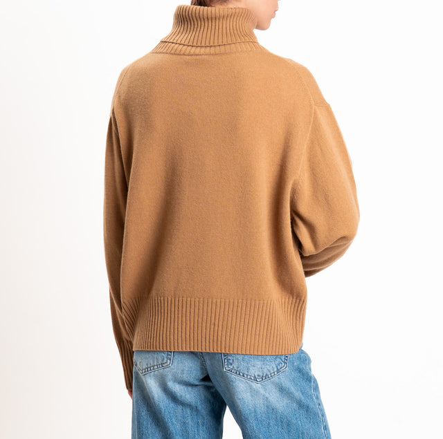 Zeroassoluto-Maglia collo alto 100% LANA SOFT - cammello
