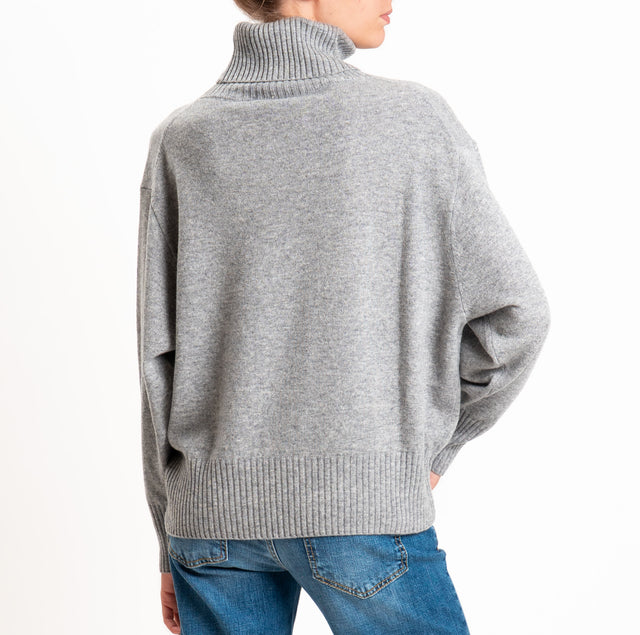 Zeroassoluto-Maglia collo alto 100% LANA SOFT - grigio melange