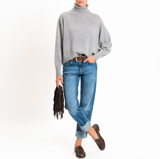 Zeroassoluto-Maglia collo alto 100% LANA SOFT - grigio melange