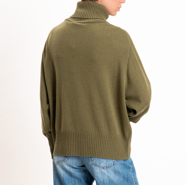 Zeroassoluto-Maglia collo alto 100% LANA SOFT - militare