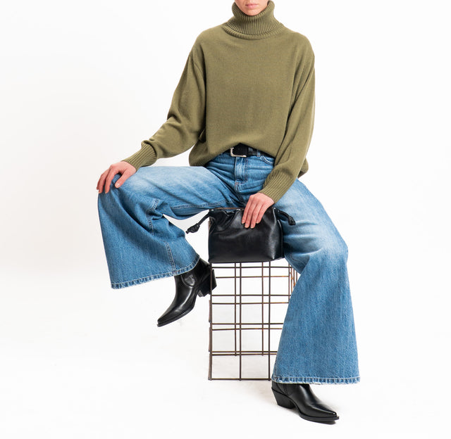 Zeroassoluto-Maglia collo alto 100% LANA SOFT - militare