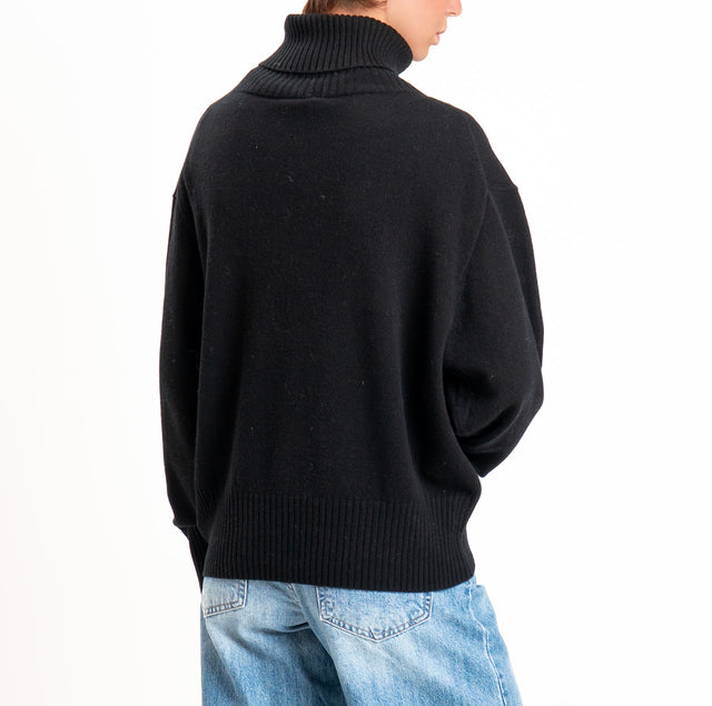 Zeroassoluto-Maglia collo alto 100% LANA SOFT - nero