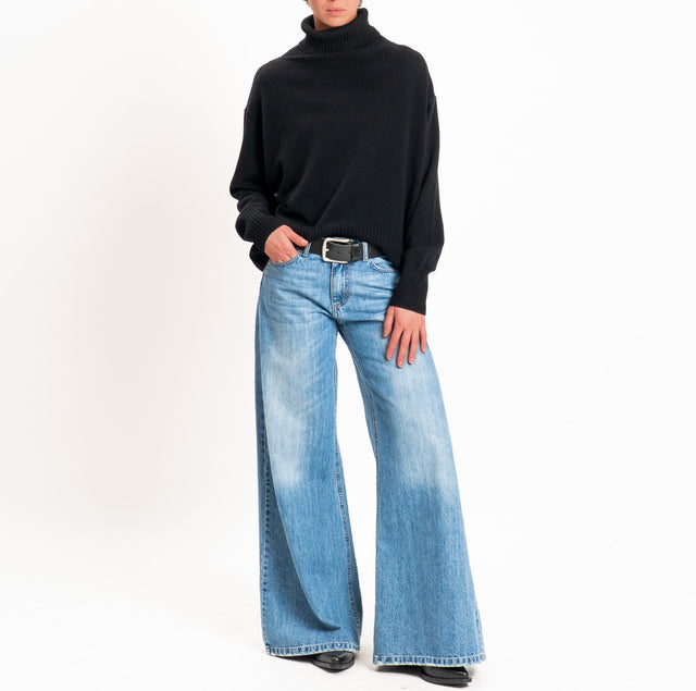 Zeroassoluto-Maglia collo alto 100% LANA SOFT - nero