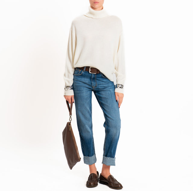 Zeroassoluto-Maglia collo alto 100% LANA SOFT - panna