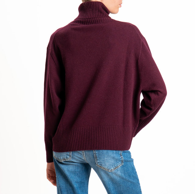 Zeroassoluto-Maglia collo alto 100% LANA SOFT - vino