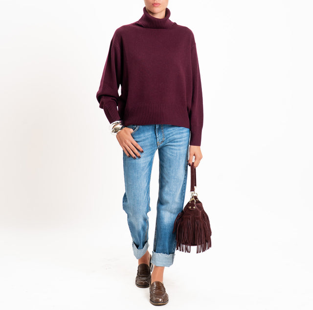 Zeroassoluto-Maglia collo alto 100% LANA SOFT - vino