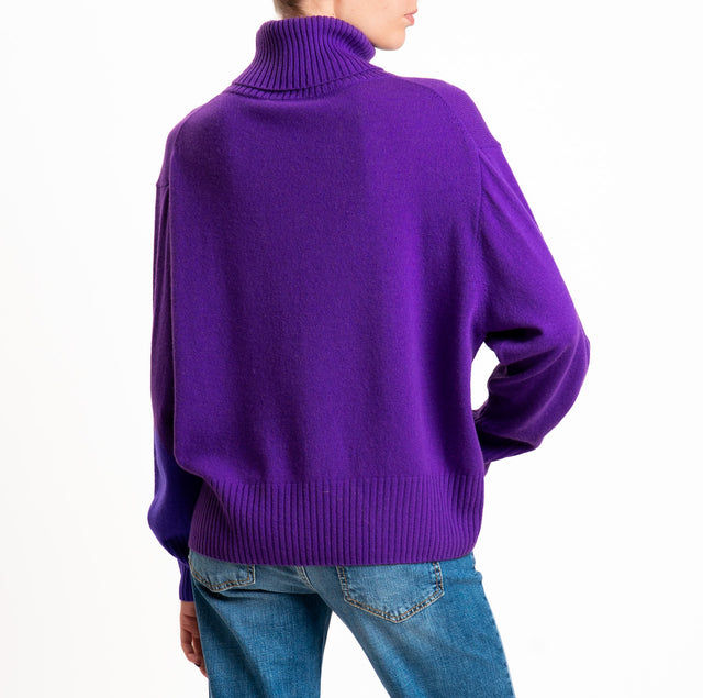 Zeroassoluto-Maglia collo alto 100% LANA SOFT - viola
