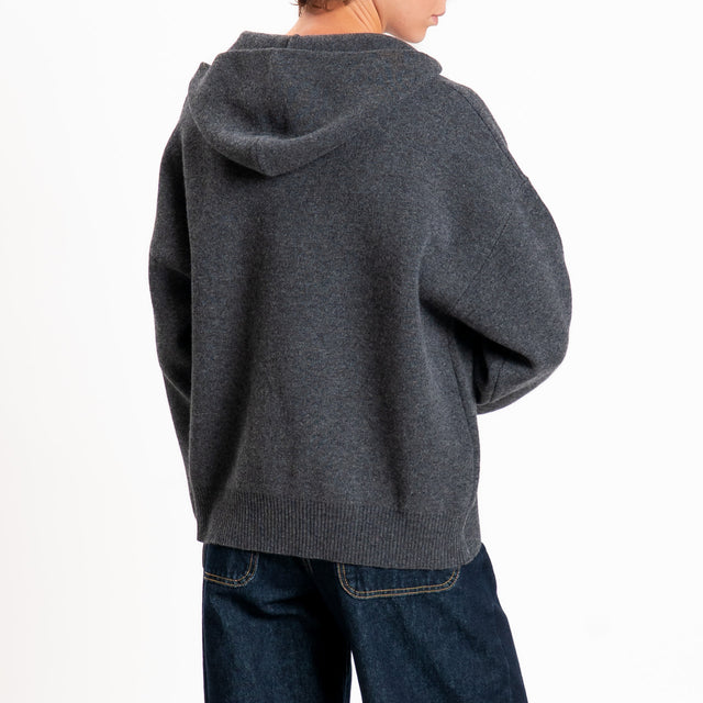 Zeroassoluto-Cardigan 100% LANA SOFT con zip - antracite