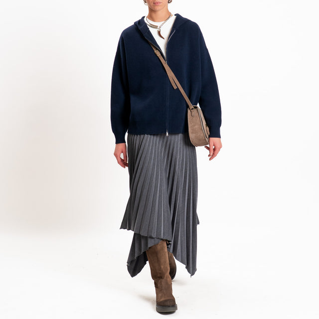 Zeroassoluto-Cardigan 100% LANA SOFT con zip - blu