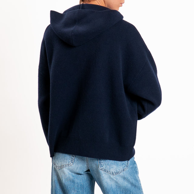 Zeroassoluto-Cardigan 100% LANA SOFT con zip - blu