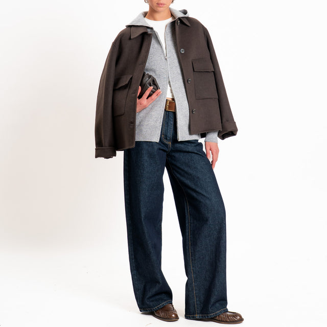 Zeroassoluto-Cardigan 100% LANA SOFT con zip - grigio melange