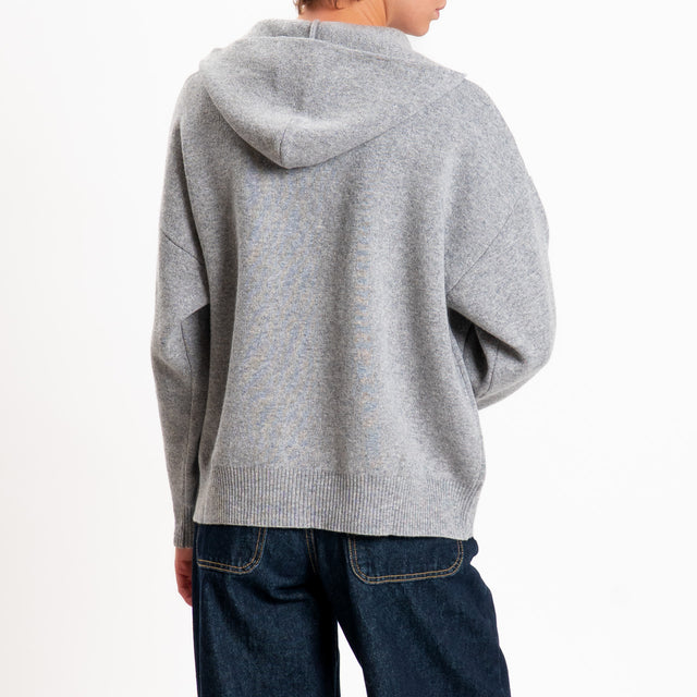 Zeroassoluto-Cardigan 100% LANA SOFT con zip - grigio melange