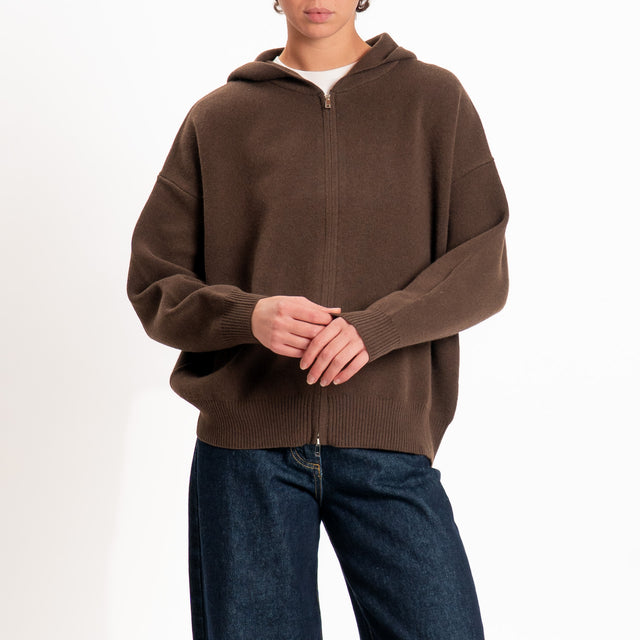 Zeroassoluto-Cardigan 100% LANA SOFT con zip - moro